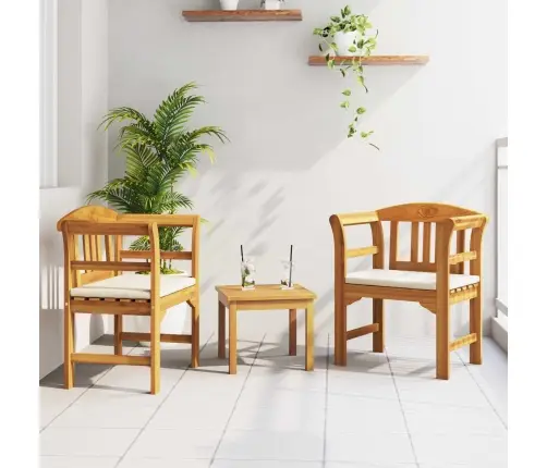 Mēbeļu Komplekts Ar Spilvenu 2 Pcs Dabiska Cietā Akācijas Koks Vidaxl