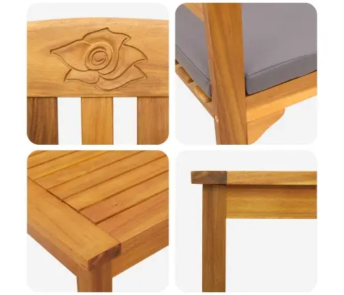 Mēbeļu Komplekts Ar Spilvenu 2 Pcs Dabiska Cietā Akācijas Koks Vidaxl