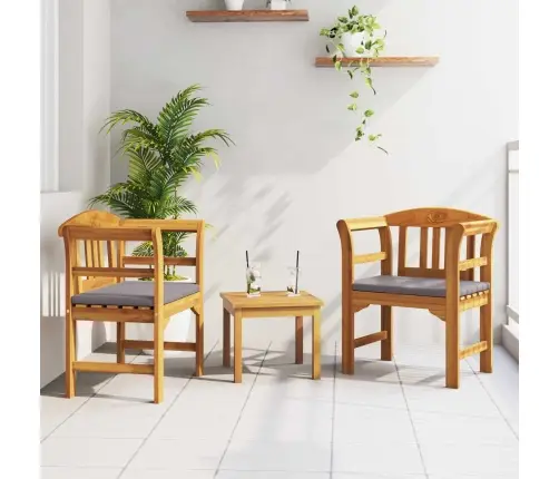 Mēbeļu Komplekts Ar Spilvenu 2 Pcs Dabiska Cietā Akācijas Koks Vidaxl