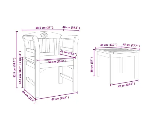 Mēbeļu Komplekts Ar Spilvenu 2 Pcs Dabiska Cietā Akācijas Koks Vidaxl