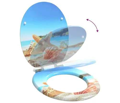 Tualetes Sēdeklis Jūras Čaula 44 X 38 Cm Mdf Plāksne Vidaxl