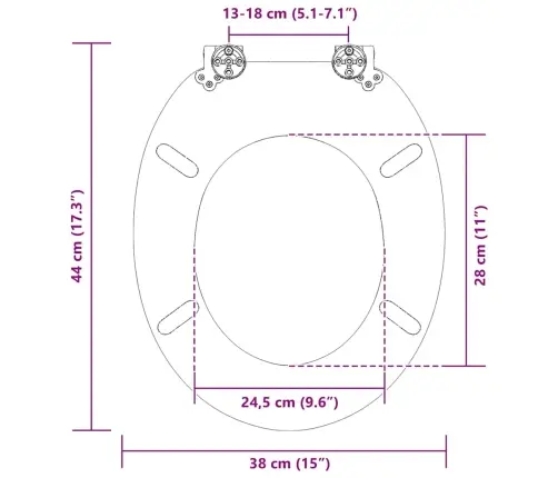 Tualetes Sēdeklis Jūras Čaula 44 X 38 Cm Mdf Plāksne Vidaxl