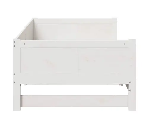 Izvelkamais Dienas Gultas Balts 180 X 200 Cm Ciets Priedes Koks Vidaxl