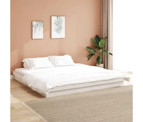 Lovos Rėmas Balta 200 X 200 Cm Kietos Pušies Mediena