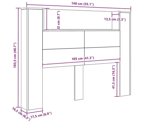 Galvgalis Melns Ozolkoks 140 X 17 X 104,5 Cm Inženierijas Koks Vidaxl
