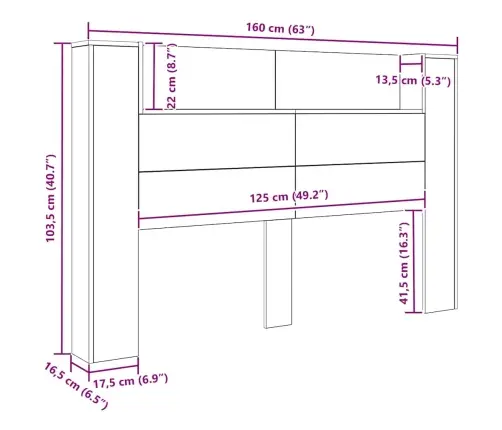 Galvgalis Melns Ozolkoks 160 X 17 X 104,5 Cm Inženierijas Koks Vidaxl