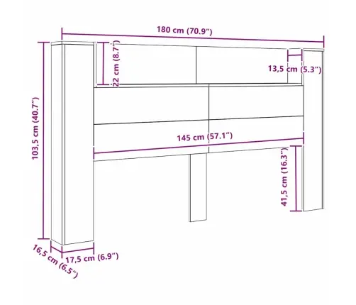 Galvgalis Melns Ozolkoks 180 X 17 X 104,5 Cm Inženierijas Koks Vidaxl