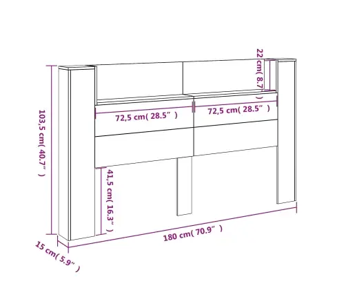 Galvgalis Sonoma Ozols 180 X 16,5 X 103,5 Cm Inženierijas Koks Vidaxl