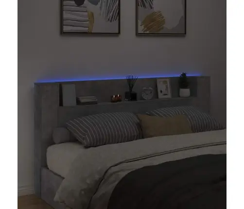 Galvgalis Betona Pelēks 200 X 16,5 X 103,5 Cm Inženierijas Koks Vidaxl