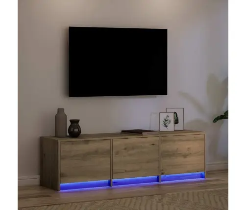 Tv Skapis Ar Led Gaismām Mākslīgā Ozola 140 X 34 X 40 Cm Vidaxl