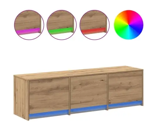 Tv Skapis Ar Led Gaismām Mākslīgā Ozola 140 X 34 X 40 Cm Vidaxl