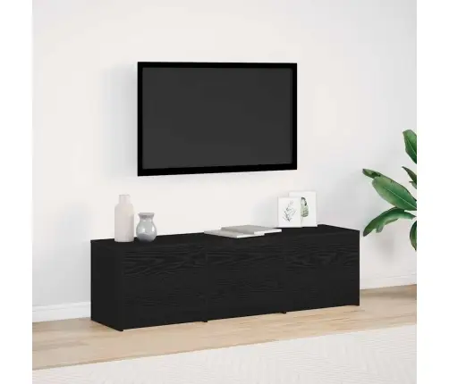 Tv Skapis Ar Led Gaismām Melns Ozolkoks 140 X 34 X 40 Cm Vidaxl