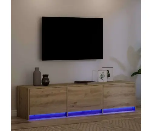Tv Skapis Ar Led Gaismām Mākslīgā Ozola 162 X 34 X 40 Cm Vidaxl