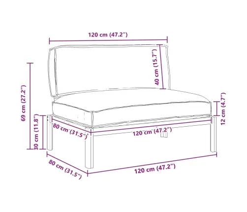 Dīvānu Komplekts Antracīts 120 X 80 X 69 Cm Cietā Akācijas Koks Vidaxl