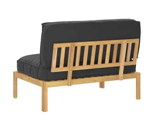 Sofos Komplektas Juoda 120 X 80 X 69 Cm Kietos Akacijos Mediena