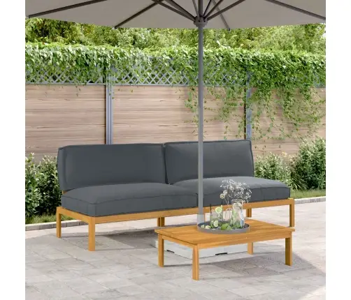 Dīvānu Komplekts Antracīts 240 X 80 X 69 Cm Cietā Akācijas Koks Vidaxl