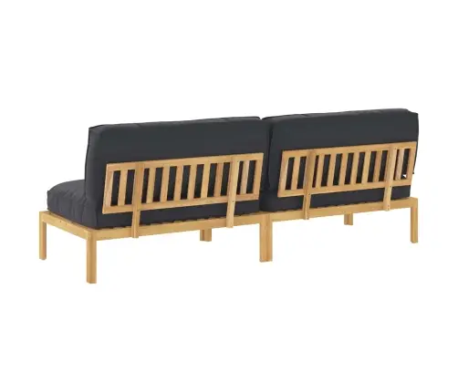 Dīvānu Komplekts Melna 240 X 80 X 69 Cm Cietā Akācijas Koks Vidaxl