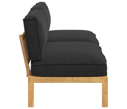 Dīvānu Komplekts Melna 240 X 80 X 69 Cm Cietā Akācijas Koks Vidaxl