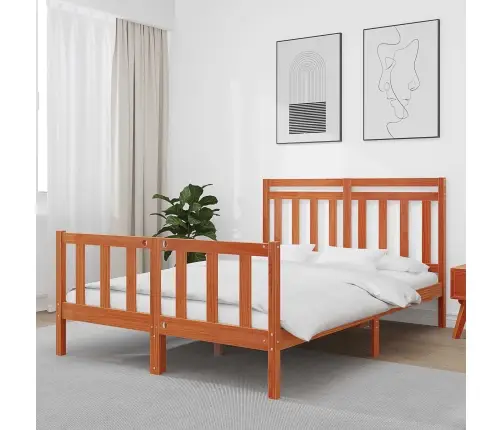 Gultas Rāmis 2 Pcs Vaks Brūns 150 X 200 Cm Ciets Priedes Koks Vidaxl