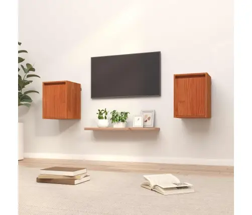 Seinekapp Uksega 2 Pcs Vahapruun 30 X 30 X 40 Cm Tahke Mänd