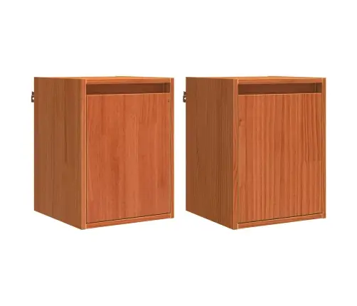 Seinekapp Uksega 2 Pcs Vahapruun 30 X 30 X 40 Cm Tahke Mänd