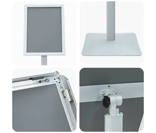 Pedestalo Plakato Stovas Sidabro 32 X 27 X 119 Cm Pvc Ir Ketaus