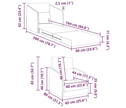 Sulankstomas Sofas-Lova Tamsiai Pilka 65 X 80 X 83 Cm Audinys