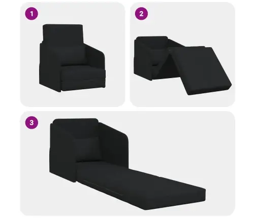 Sulankstomas Sofas-Lova Juoda 65 X 80 X 83 Cm Audinys