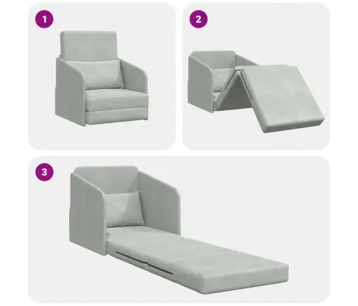 Saliekamais Dīvāns Gultas Gaiši Pelēks 65 X 80 X 83 Cm Samts Vidaxl