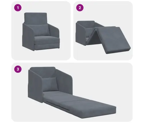 Saliekamais Dīvāns Gultas Tumši Pelēks 65 X 80 X 83 Cm Samts Vidaxl