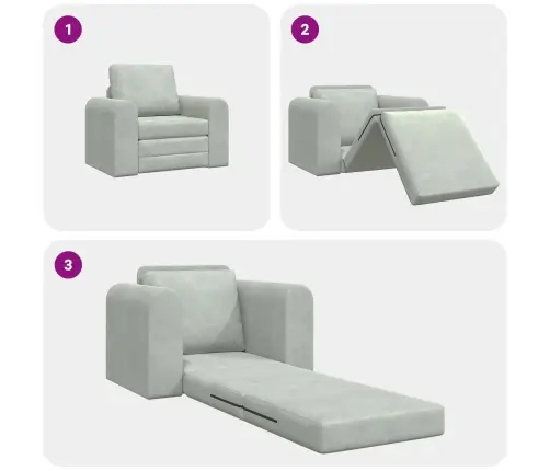 Sulankstomas Sofas-Lova Šviesiai Pilka 98 X 71 X 83 Cm Aksomas