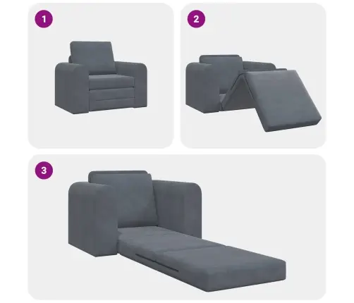 Sulankstomas Sofas-Lova Tamsiai Pilka 98 X 71 X 83 Cm Aksomas