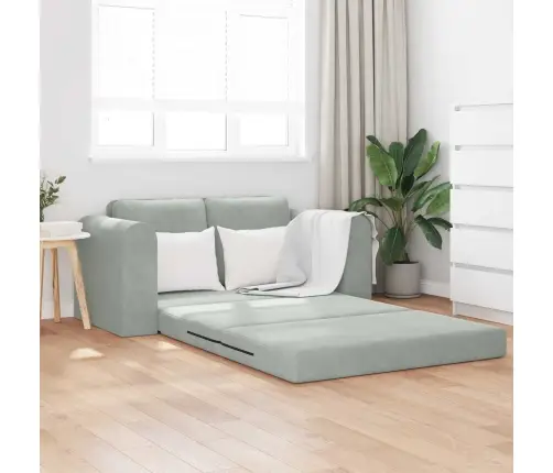 Saliekamais Dīvāns Gultas Gaiši Pelēks 148 X 71 X 83 Cm Samts Vidaxl