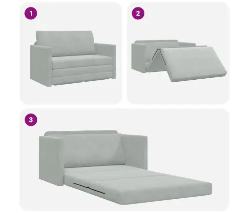 Saliekamais Dīvāns Gultas Gaiši Pelēks 124 X 71 X 78 Cm Samts Vidaxl