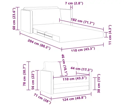 Sulankstomas Sofas-Lova Balta 124 X 71 X 78 Cm Pvc