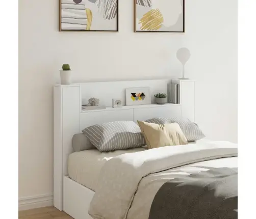 Galvas Dēlis Ar Led Ar Plauktu Balts 140 X 16,5 X 103,5 Cm Vidaxl