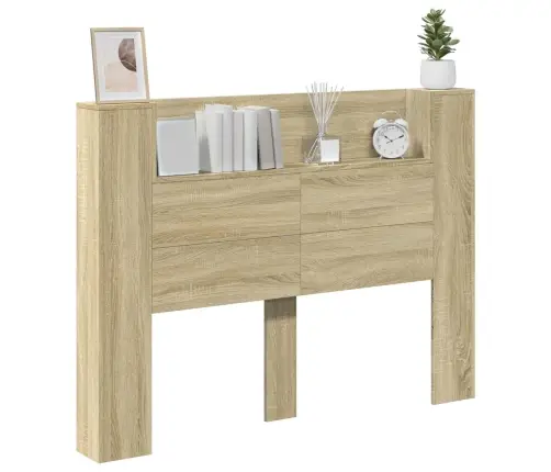 Galvas Dēlis Ar Led Ar Plauktu Sonoma 140 X 16,5 X 103,5 Cm Vidaxl