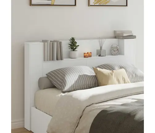 Galvas Dēlis Ar Led Ar Plauktu Balts 160 X 16,5 X 103,5 Cm Vidaxl