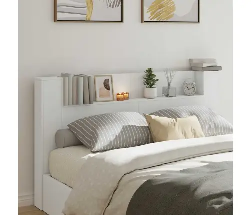 Galvas Dēlis Ar Led Ar Plauktu Balts 180 X 16,5 X 103,5 Cm Vidaxl