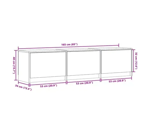 Televizora Skapīša Balts 165 X 34 X 40 Cm Inženierijas Koks Vidaxl