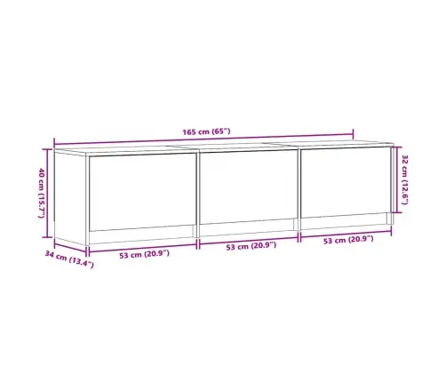 Televizora Skapīša Sonoma 165 X 34 X 40 Cm Inženierijas Koks Vidaxl