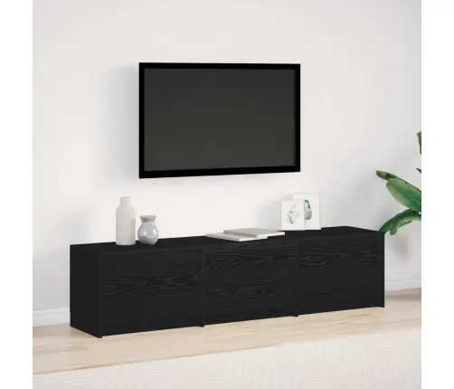 Televizora Skapīša Ar Led Melns Ozolkoks 165 X 34 X 40 Cm Vidaxl