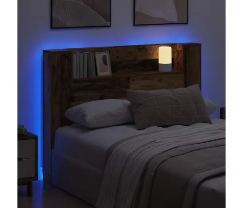 Galvas Dēlis Ar Led Ar Plauktu Vecs Koks 140 X 16,5 X 103,5 Cm Vidaxl