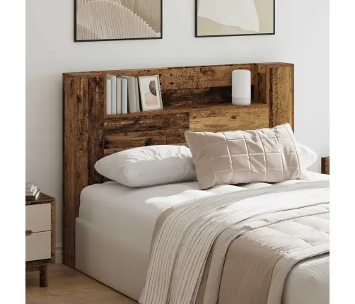 Galvas Dēlis Ar Led Ar Plauktu Vecs Koks 140 X 16,5 X 103,5 Cm Vidaxl