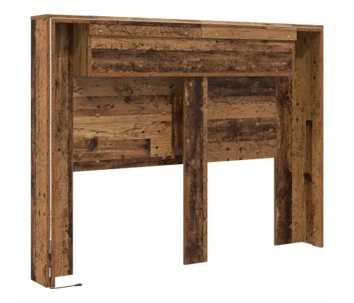 Galvas Dēlis Ar Led Ar Plauktu Vecs Koks 140 X 16,5 X 103,5 Cm Vidaxl