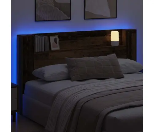 Galvas Dēlis Ar Led Ar Plauktu Vecs Koks 180 X 16,5 X 103,5 Cm Vidaxl