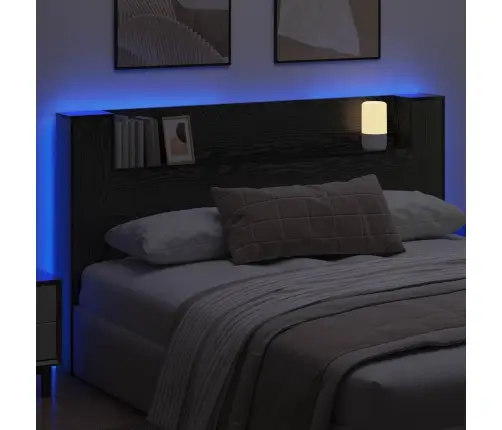 Galvas Dēlis Ar Led Melns Ozolkoks 180 X 16,5 X 103,5 Cm Vidaxl