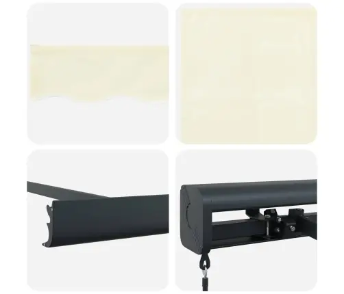 Izvelkams Jumtiņš Krema Un Pelēka 400 × 300 Cm Vidaxl