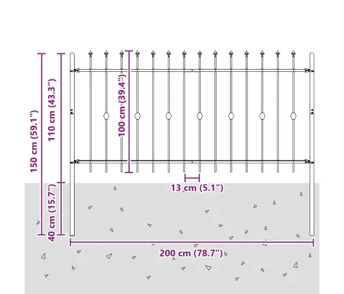 Spike Aiakaitse Must 200 X 150 Cm Pulbervärvitud Teras