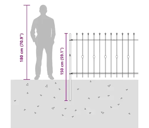 Spike Aiakaitse Must 200 X 150 Cm Pulbervärvitud Teras